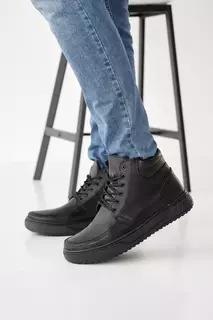 Мужские ботинки кожаные зимние черные Emirro БК Б30