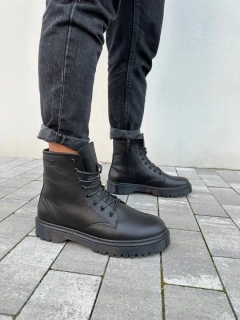 Ботинки мужские кожаные черные зимние