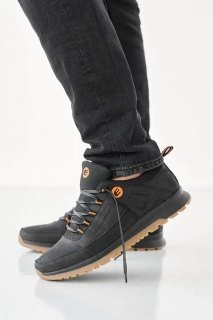 Мужские кроссовки кожаные весенне-осенние черно-коричневые Emirro М8