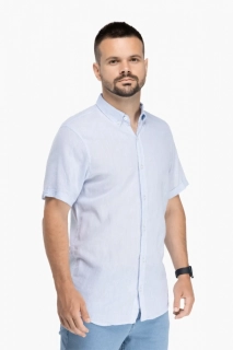 Рубашка однотонная мужская FIGO 7055-B Голубой