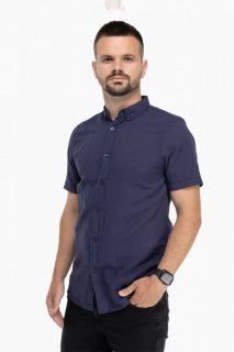 Рубашка однотонная мужская FIGO 7055-B Темно-синий
