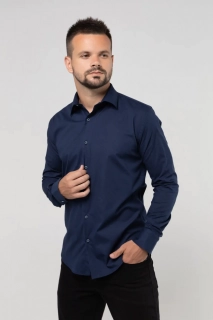 Рубашка классическая однотонная мужская Redpolo 3808 Темно-синий