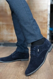 Мужские замшевые туфли весенне-осенние синие Yuves М5 (Trade Mark)