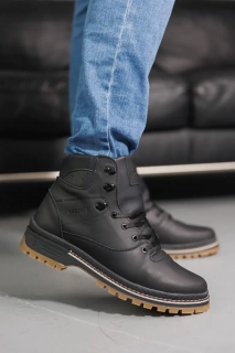 Мужские ботинки кожаные зимние черные CrosSAV 328