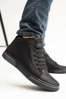 Мужские ботинки кожаные зимние черные Emirro x500  на меху