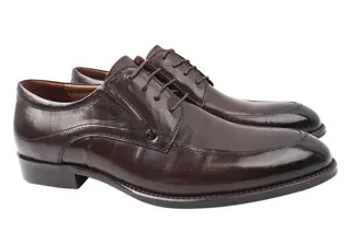 Туфли мужские из натуральной кожи на низком ходу на шнуровке Коричневые Lido Marinozi 199-21DT