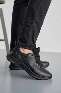 Мужские кроссовки кожаные весенне-осенние черные Nivas 205