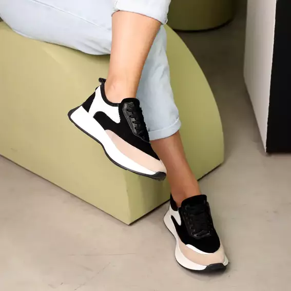 Кросівки жіночі замшеві 586130 Чорні фото 2 — інтернет-магазин Tapok