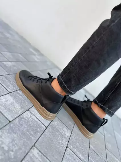 Ботинки мужские кожаные черного цвета демисезонные фото 5 — интернет-магазин Tapok