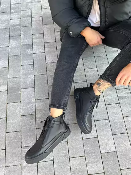 Ботинки мужские кожаные черные демисезонные фото 2 — интернет-магазин Tapok