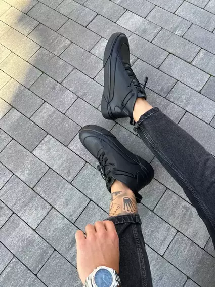 Ботинки мужские кожаные черные демисезонные фото 3 — интернет-магазин Tapok