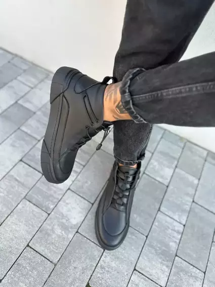 Ботинки мужские кожаные черные демисезонные фото 5 — интернет-магазин Tapok