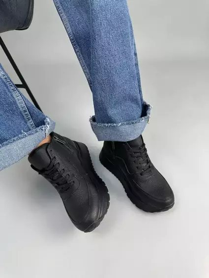 Кросівки жіночі шкіра флотар чорного кольору демісезонні фото 3 — інтернет-магазин Tapok