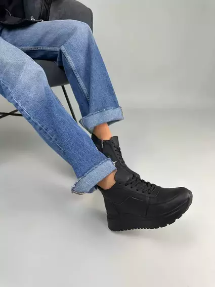 Кросівки жіночі шкіра флотар чорного кольору демісезонні фото 5 — інтернет-магазин Tapok