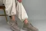 Кроссовки женские кожаные цвета латте с вставками замши Фото 6