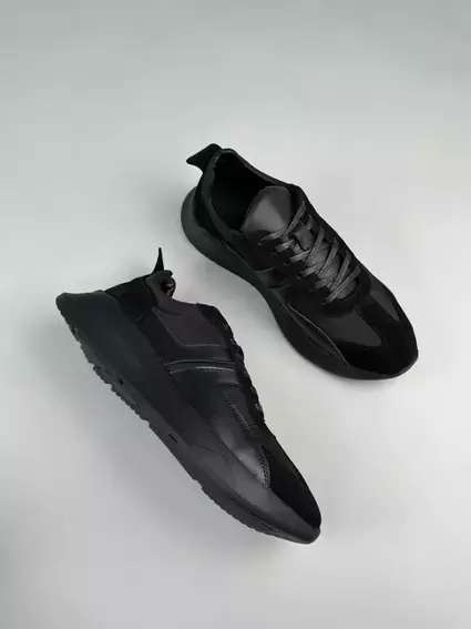 Кроссовки мужские кожаные черные на черной подошве фото 5 — интернет-магазин Tapok