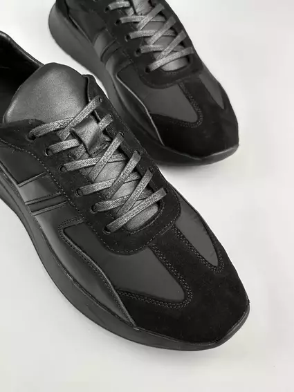Кроссовки мужские кожаные черные на черной подошве фото 6 — интернет-магазин Tapok