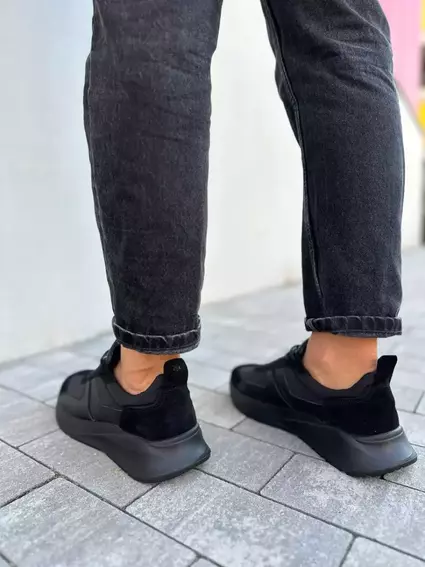 Кроссовки мужские кожаные черные на черной подошве фото 12 — интернет-магазин Tapok