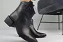 Ботинки казаки женские кожаные черного цвета на каблуке демисезонные Фото 1