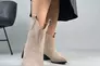 Ботинки казаки женские замшевые бежевого цвета на каблуке демисезонные Фото 4
