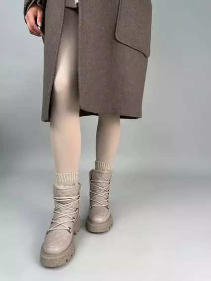 Ботинки женские кожаные бежевые зимние фото 5 — интернет-магазин Tapok