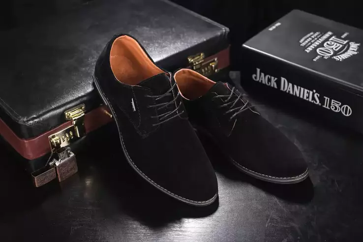 Чоловічі туфлі замшеві весняно-осінні чорні Yuves М5 (Trade Mark) фото 2 — інтернет-магазин Tapok