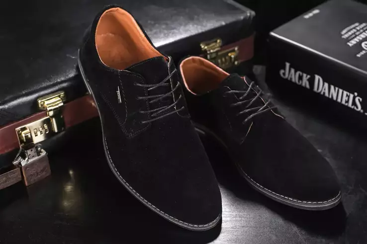 Мужские замшевые туфли весенне-осенние черные Yuves М5 (Trade Mark) фото 3 — интернет-магазин Tapok