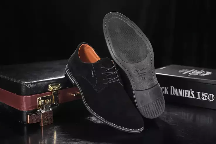 Чоловічі туфлі замшеві весняно-осінні чорні Yuves М5 (Trade Mark) фото 4 — інтернет-магазин Tapok