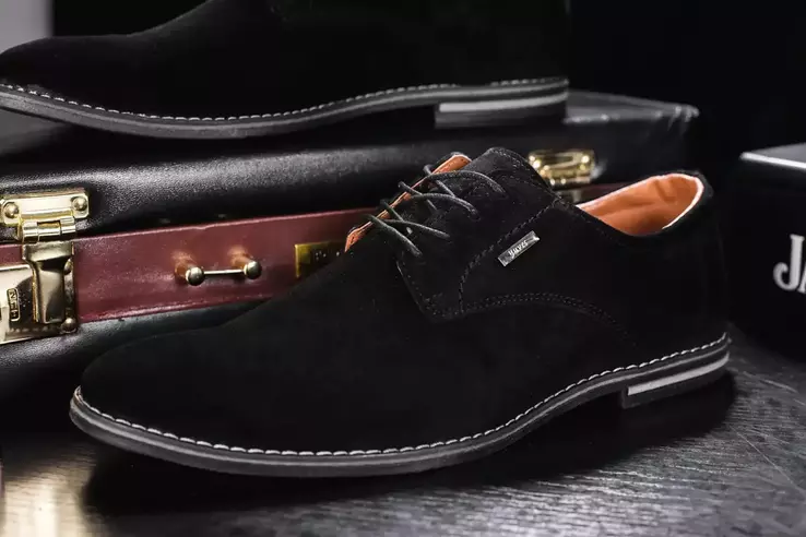 Мужские замшевые туфли весенне-осенние черные Yuves М5 (Trade Mark) фото 7 — интернет-магазин Tapok