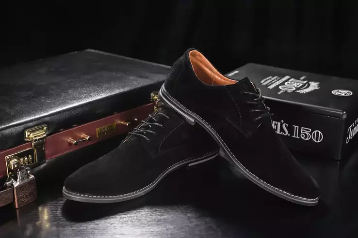 Мужские замшевые туфли весенне-осенние черные Yuves М5 (Trade Mark) фото 8 — интернет-магазин Tapok