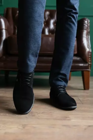 Мужские замшевые туфли весенне-осенние черные Yuves М5 (Trade Mark) фото 10 — интернет-магазин Tapok