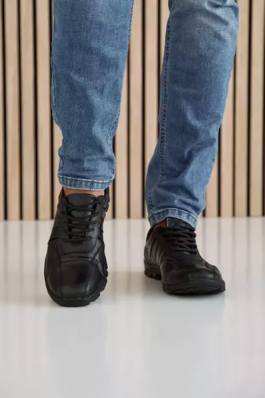 Мужские кроссовки кожаные весенне-осенние черные Emirro 03 фото 3 — интернет-магазин Tapok