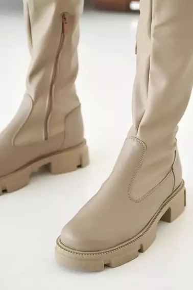 Женские ботинки кожаные зимние бежевые Tango 13 высокие фото 7 — интернет-магазин Tapok