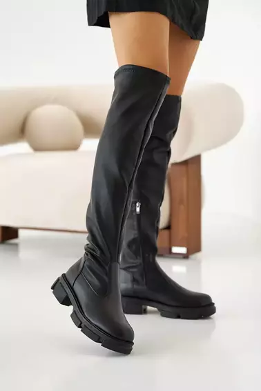 Жіночі черевики шкіряні зимові чорні Tango 13 високі фото 1 — інтернет-магазин Tapok