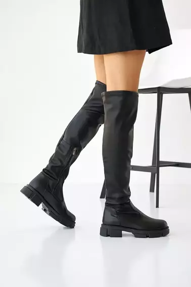 Жіночі черевики шкіряні зимові чорні Tango 13 високі фото 10 — інтернет-магазин Tapok