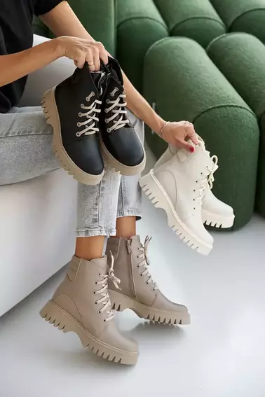 Женские ботинки кожаные зимние бежевые Tango 120 фото 2 — интернет-магазин Tapok