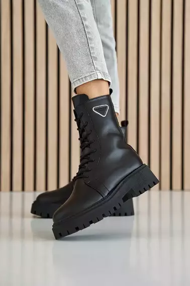Женские ботинки кожаные зимние черные Yuves 442 фото 2 — интернет-магазин Tapok