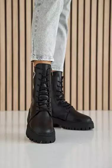 Женские ботинки кожаные зимние черные Yuves 442 фото 3 — интернет-магазин Tapok