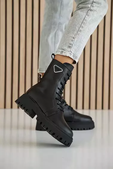 Женские ботинки кожаные зимние черные Yuves 442 фото 5 — интернет-магазин Tapok