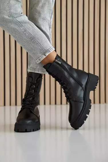 Женские ботинки кожаные зимние черные Yuves 442 фото 6 — интернет-магазин Tapok