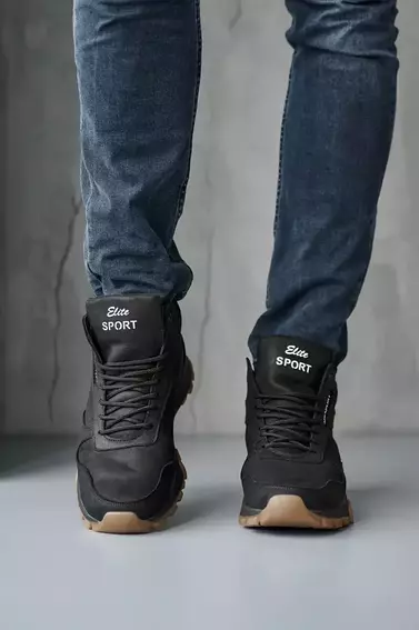 Чоловічі кросівки шкіряні зимові чорні Emirro R17 високі фото 3 — інтернет-магазин Tapok
