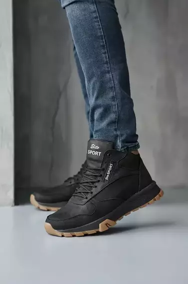 Чоловічі кросівки шкіряні зимові чорні Emirro R17 високі фото 4 — інтернет-магазин Tapok