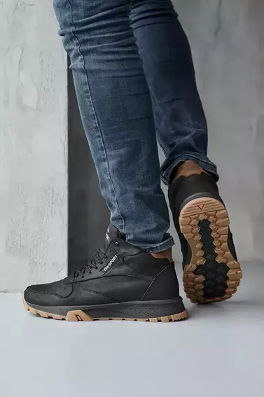 Чоловічі кросівки шкіряні зимові чорні Emirro R17 високі фото 5 — інтернет-магазин Tapok
