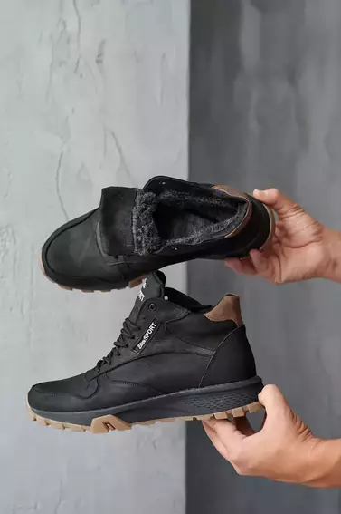 Чоловічі кросівки шкіряні зимові чорні Emirro R17 високі фото 6 — інтернет-магазин Tapok