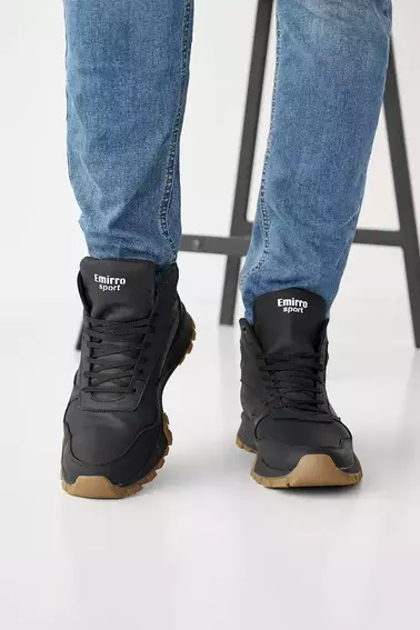 Мужские кроссовки кожаные зимние черные Emirro R17 высокие фото 7 — интернет-магазин Tapok