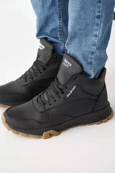 Мужские кроссовки кожаные зимние черные Emirro R17 высокие фото 9 — интернет-магазин Tapok