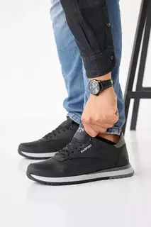 Чоловічі кросівки шкіряні зимові чорні-сірі Emirro R 17 низькі