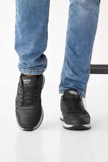 Мужские кроссовки кожаные зимние черные-серые Emirro R 17 низкие фото 3 — интернет-магазин Tapok