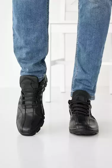 Мужские кроссовки кожаные весенне-осенние черные Emirro 07 фото 3 — интернет-магазин Tapok
