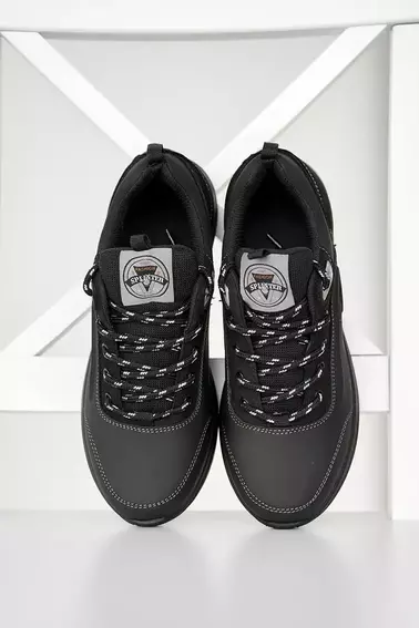 Подростковые кроссовки кожаные весенне-осенние черные Splinter 1719 фото 3 — интернет-магазин Tapok